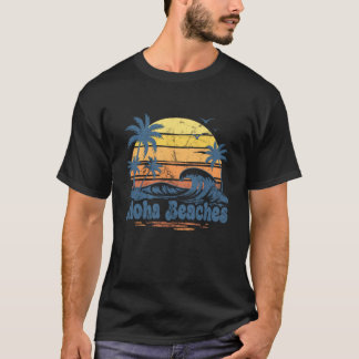 Aloha-stränder Retro beachvibbar för sommarsemeste T Shirt