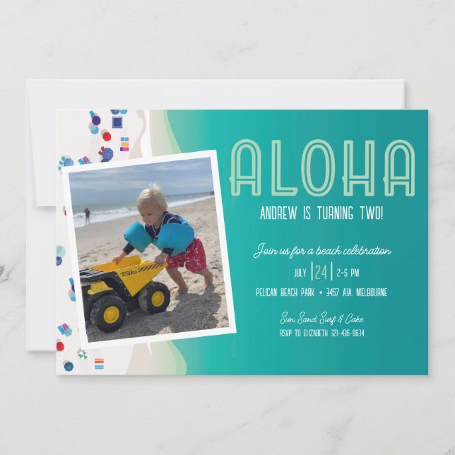 Aloha Summer Beach Födelsedagsfest Inbjudningar (Framsida)