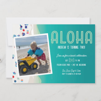 Aloha Summer Beach Födelsedagsfest Inbjudningar