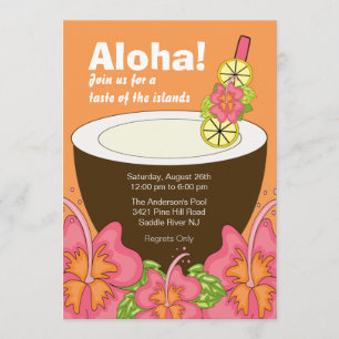 Aloha Summer Party Luau-inbjudan Inbjudningar