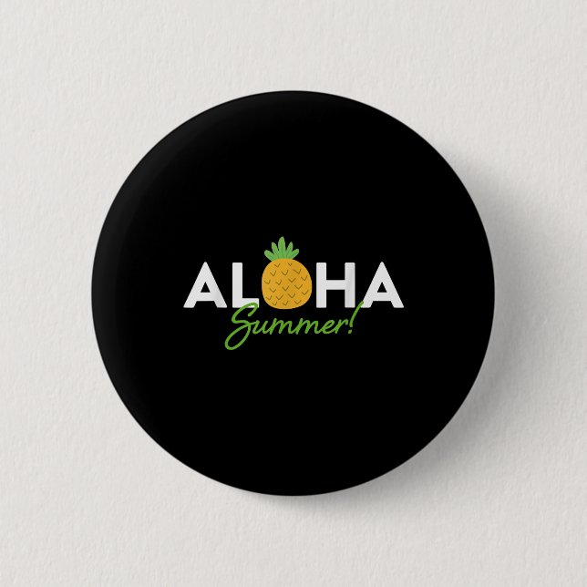 Aloha Summer _ Pineapple Älskare Cute Funny Hola V Knapp (Framsida)