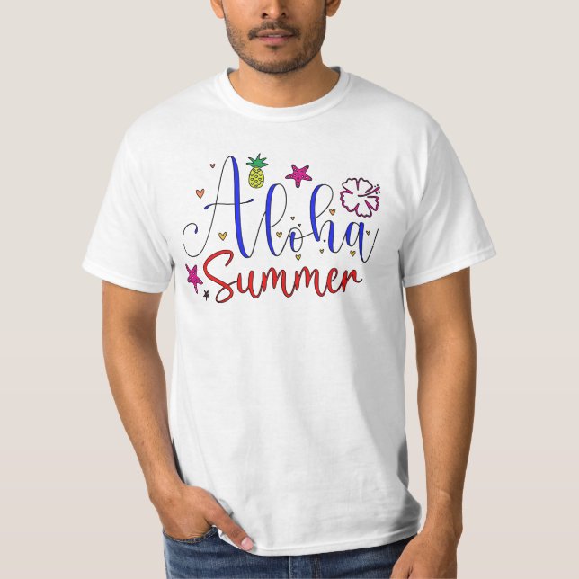Aloha Summer Tropical Vibes Graphic T-Shirt (Framsida)