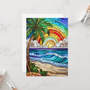 Aloha sunset nedfläckad glass art card