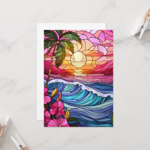 Aloha sunset nedfläckad glass art card