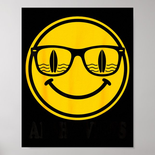 Aloha surf leende solglasögon surfbräda reflektion poster (Framsidan)