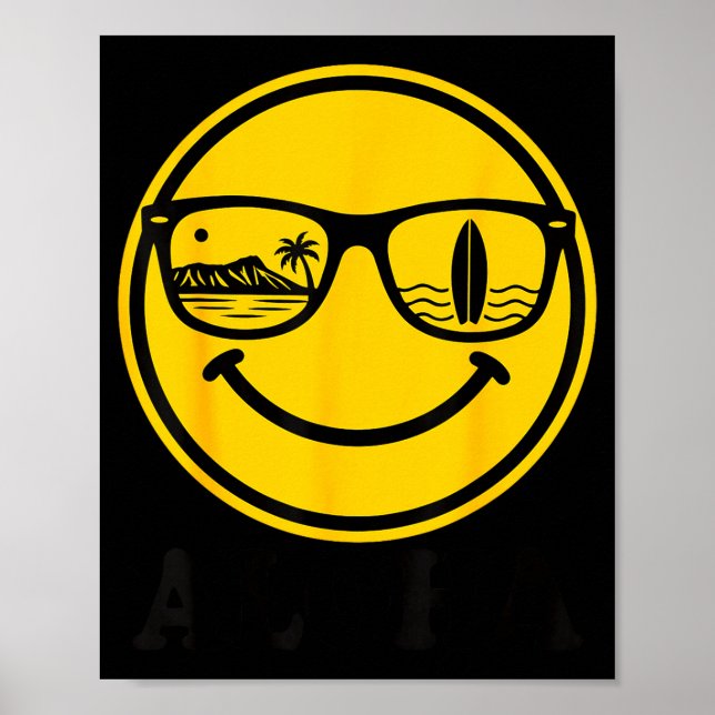 Aloha surf smile solglasögon surfbräda reflektion poster (Framsidan)