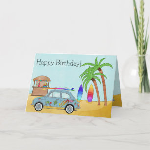Aloha Surfa Fiat 500-födelsedagskort Kort
