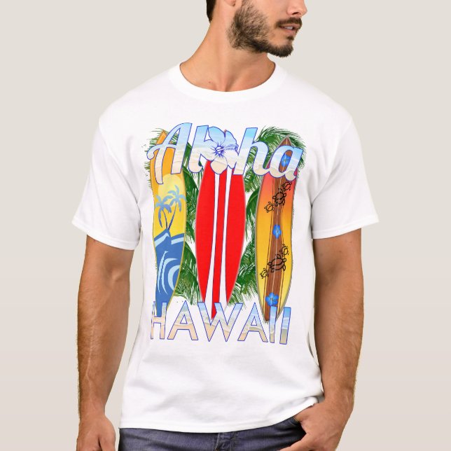 Aloha surfa för Hawaii öar T Shirt (Framsida)