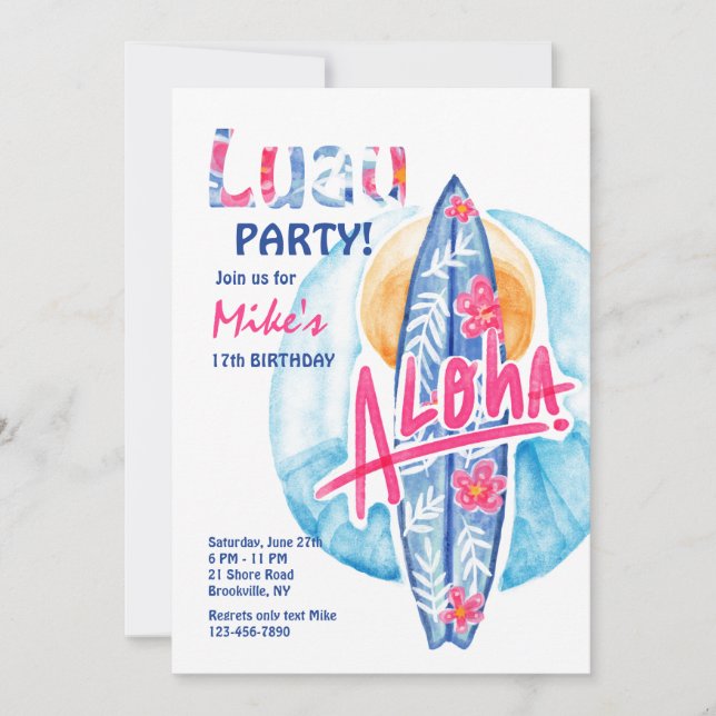 Aloha Surfboard Inbjudan (Framsida)