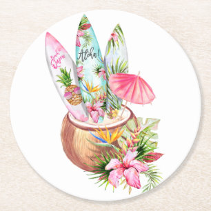 Aloha surfboard underlägg papper rund
