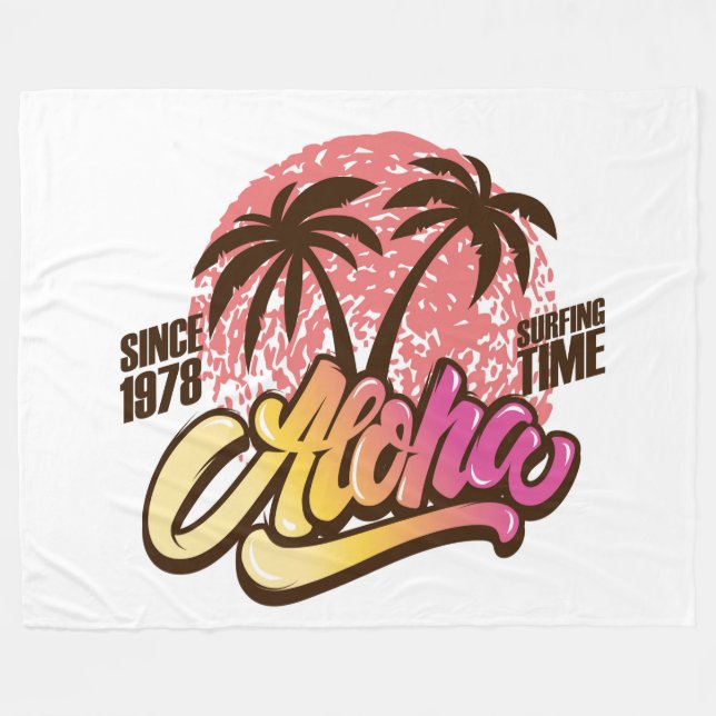 Aloha Surfing Time Fleecefilt (Framsidan (Horisontell))