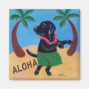 Aloha svart Labrador Magnet