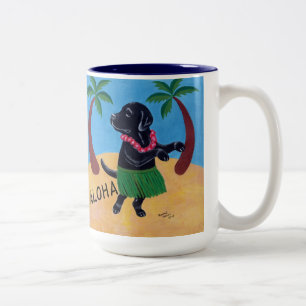 Aloha svart Labrador Två-Tonad Mugg