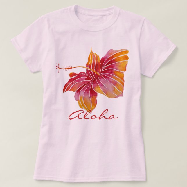 Aloha T-tröja för | Hawaii hibiskusblomma T-shirt (Design framsida)