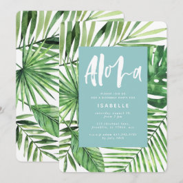 Aloha teal tropical handflatan löv & manusår spara datumet