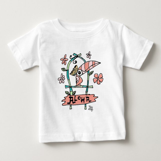 Aloha Tiki Bird Baby Shirt Tee (Framsida)