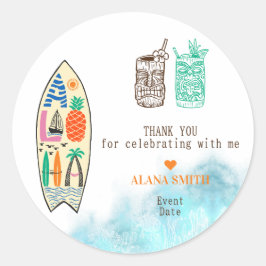Aloha TIKI Surfboard Tropical Luau Hawaiian Party Runt Klistermärke