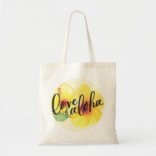Aloha Tote Bag Hibiscus Kärlek & Aloha (blank bac Tygkasse