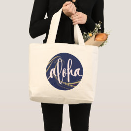 Aloha-totebag mörkblå guld med Kai Ocean-tema Jumbo Tygkasse