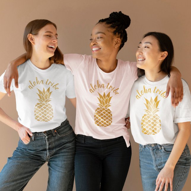 Aloha Tribe Hawaiian Guld Pineapple Bridesmaid T Shirt (Skapare uppladdad)