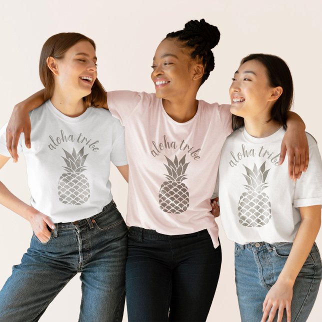 Aloha Tribe Hawaiian Silver Pineapple Bridesmaid T Shirt (Skapare uppladdad)