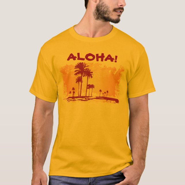 ALOHA Tropiacl Beach with Handflatan Träd Tee (Framsida)