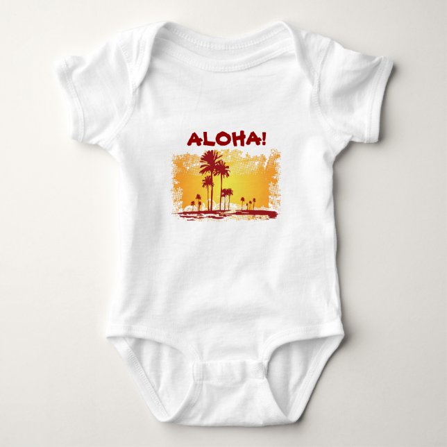 ALOHA Tropiacl Beach with Handflatan Träd Tee (Framsida)