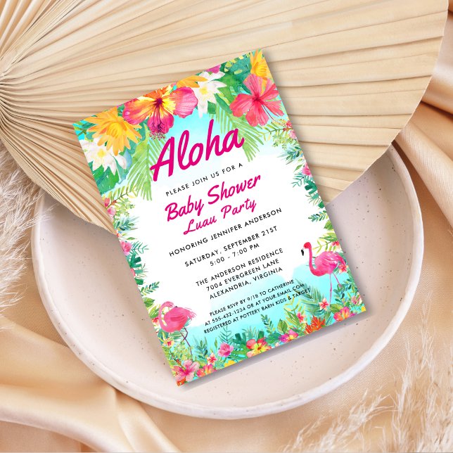 Aloha Tropical Baby Shower Luau-inbjudan Inbjudningar (Skapare uppladdad)