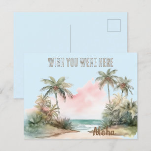 Aloha Tropical Beach Handflatan Träd Vykort