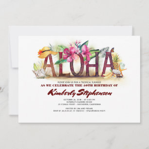 Aloha Tropical Beach Pineapple Hawaiian Birthday Inbjudningar