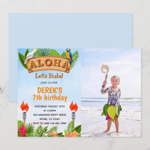 Aloha Tropical Birthday-inbjudan med foto Inbjudningar