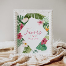 Aloha Tropical Blommigt Birthday Favors Sign