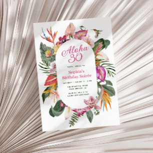 Aloha Tropical Blommigt Birthday Inbjudningar