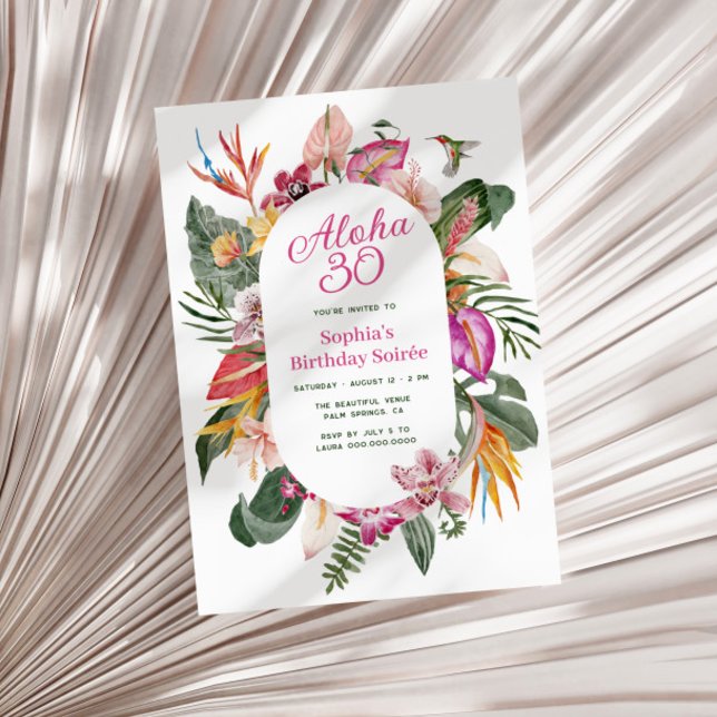 Aloha Tropical Blommigt Birthday Inbjudningar (Skapare uppladdad)