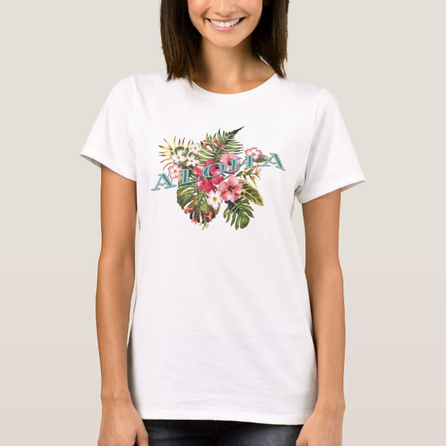 Aloha Tropical Blommigt T-shirt (Framsida)