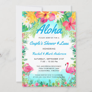 Aloha Tropical Flamingo Luau Couppes Shower Inbjudningar