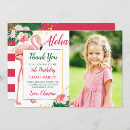 Aloha Tropical Flamingo Rosa Blommigt Birthday Pho Tack Kort
