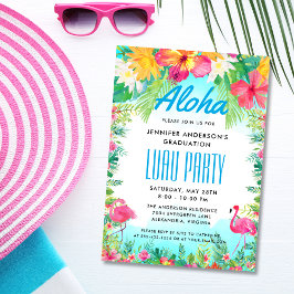 Aloha Tropical Flamingo Studenten Luau Party Inbjudningar