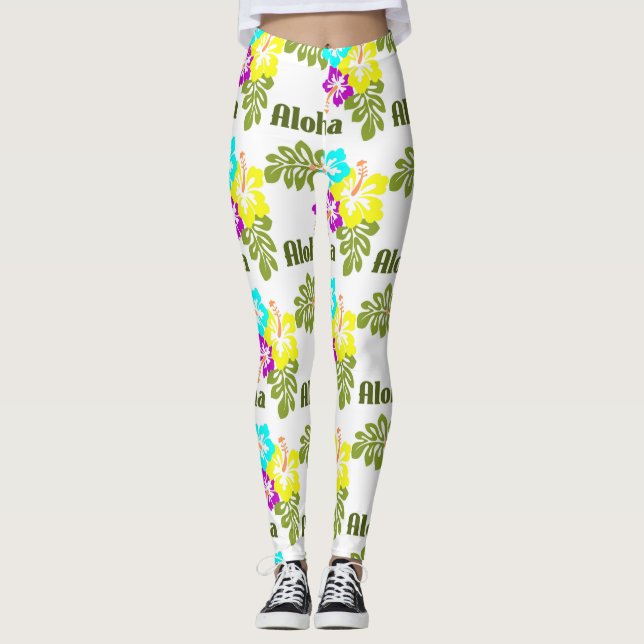 Aloha Tropical Flower Leggings (Framsida)