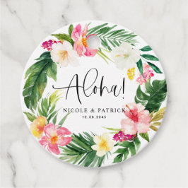 Aloha Tropical Flowers och Greenery Bröllop Gåvor Etiketter
