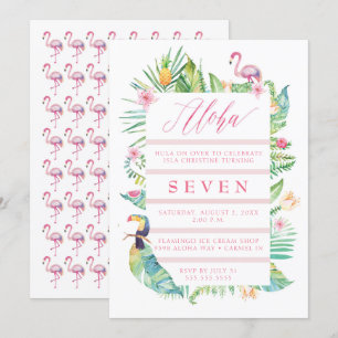 Aloha Tropical Födelsedagsfest Luau-inbjudan Inbjudningar