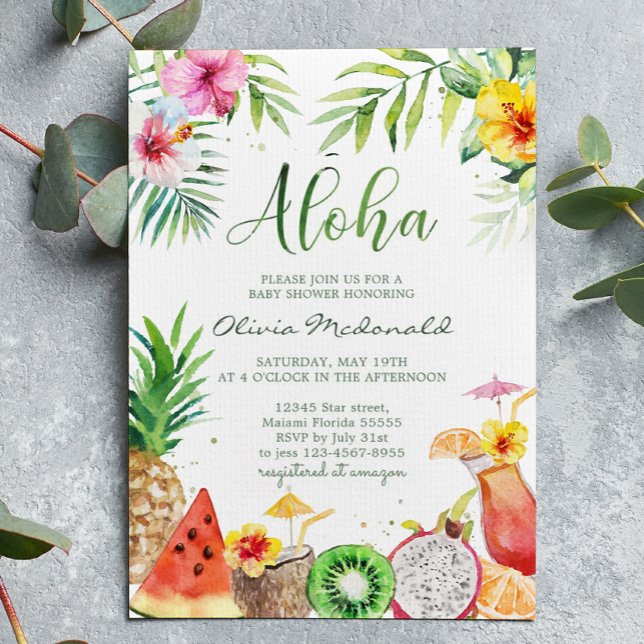 Aloha Tropical Fruits Baby Shower-inbjudan Inbjudningar (Skapare uppladdad)