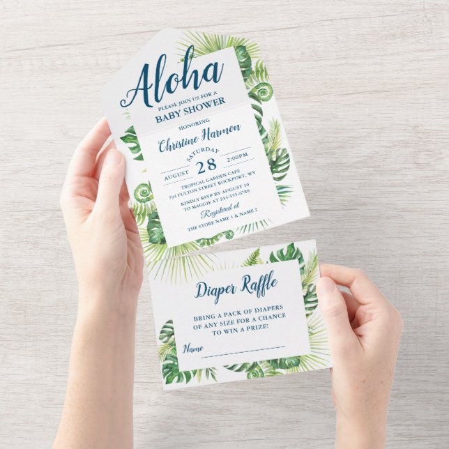 Aloha Tropical Greenery Baby Shower Raffle (Tearaway)