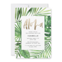 Aloha tropical handflatan & guld, födelsedag