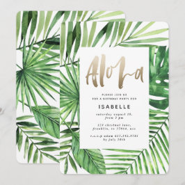 Aloha tropical handflatan & guld, födelsedag spara datumet