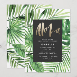 Aloha tropical handflatan & guld, party födelsedag spara datumet