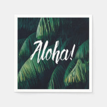 Aloha Tropical Handflatan Lövs Typography