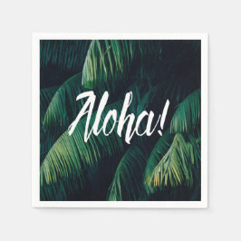 Aloha Tropical Handflatan Lövs Typography Pappersservett