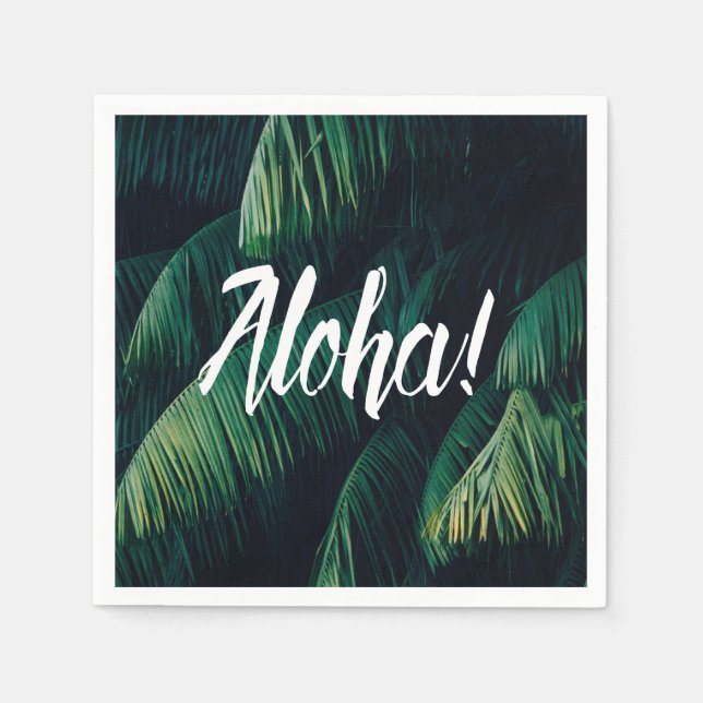 Aloha Tropical Handflatan Lövs Typography Pappersservett (Framsidan)