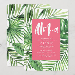 Aloha tropical handflatan & script rosa girly föde spara datumet